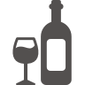 wine glass next to wine bottle icon